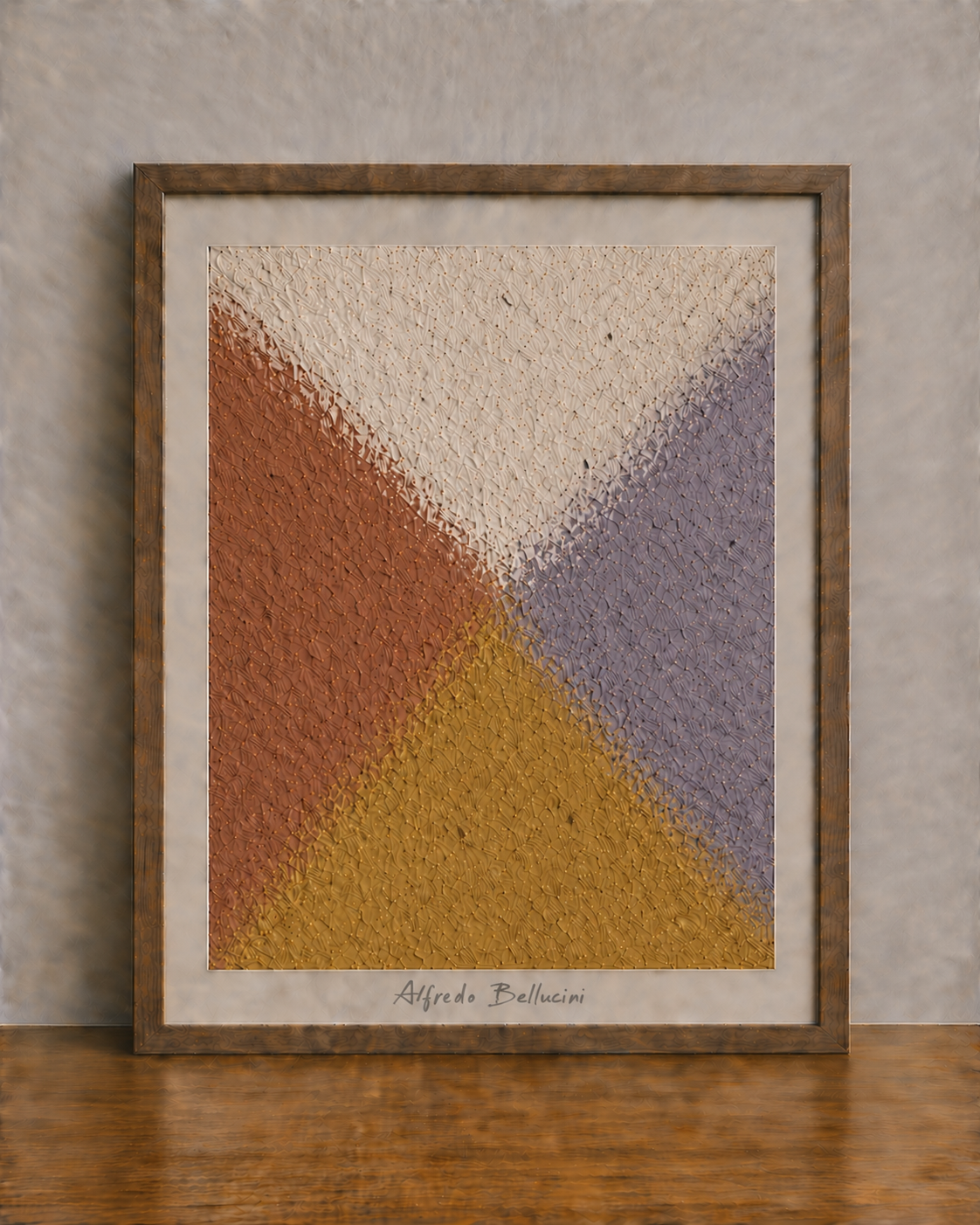 Abstract art in a rustic frame
