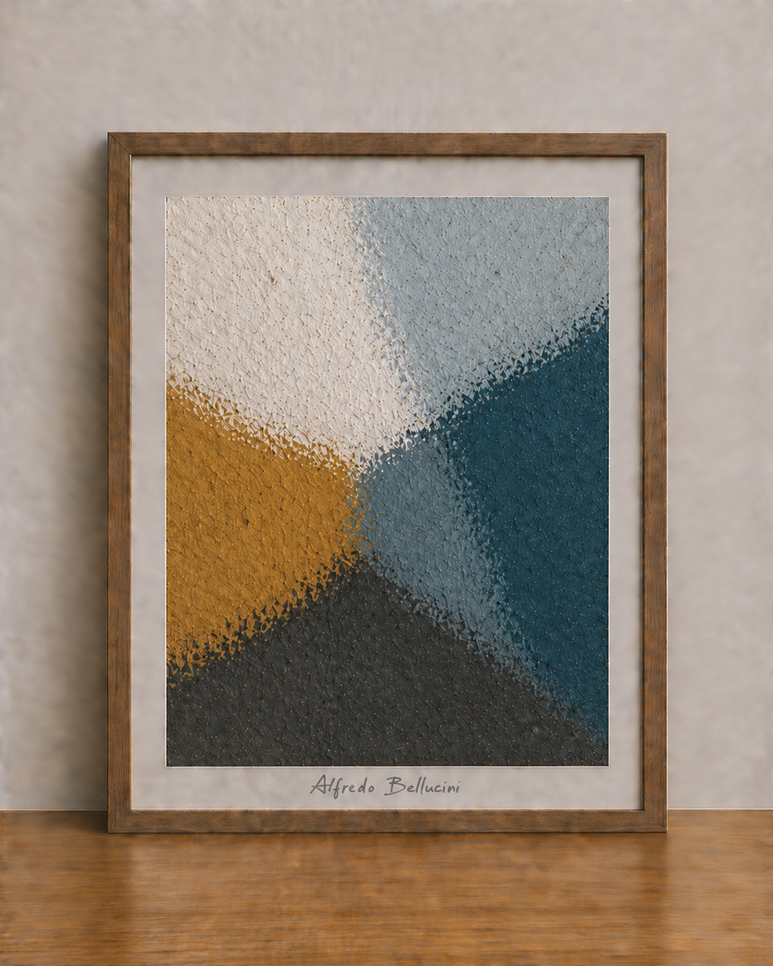Abstract art on wooden display