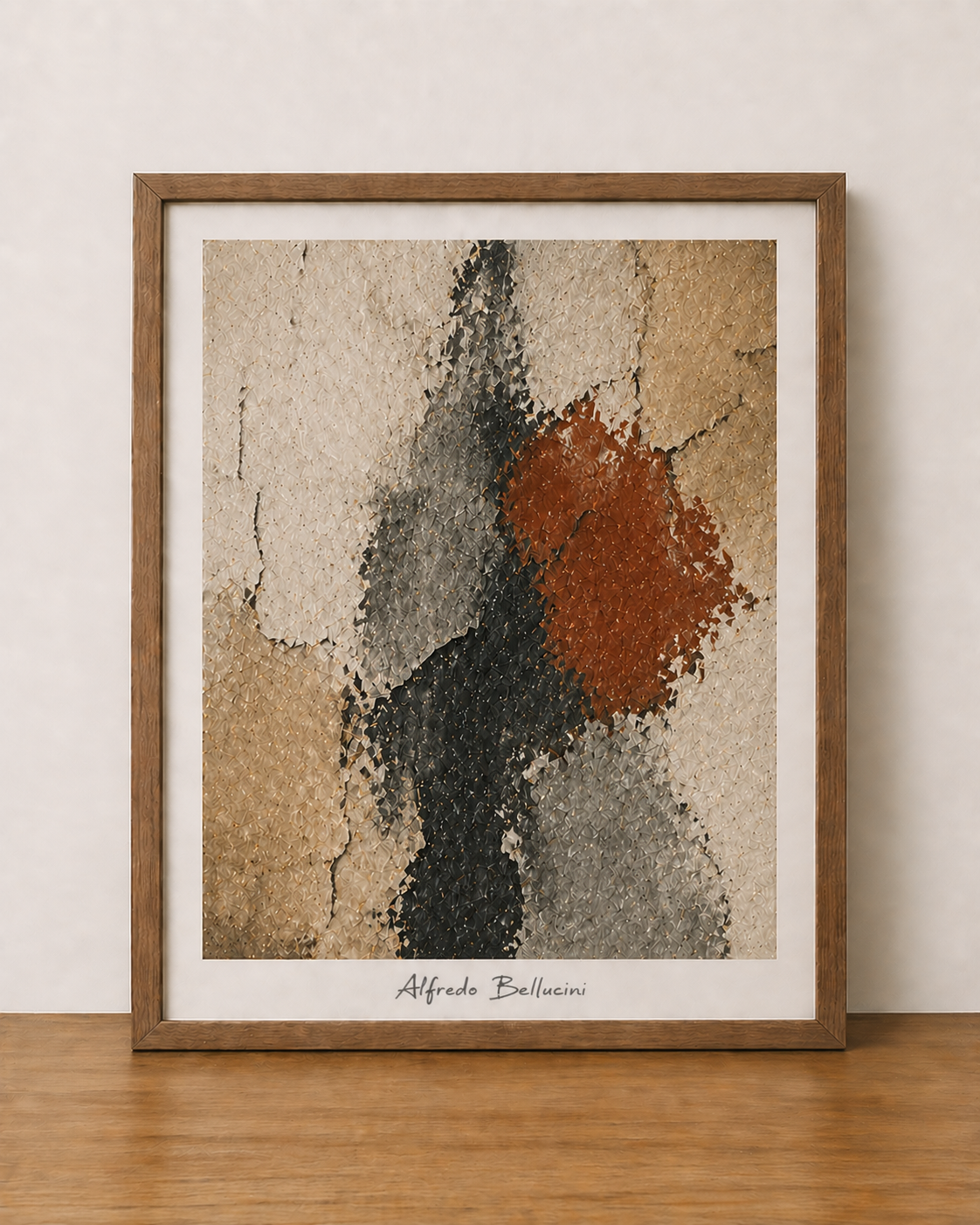 Abstract art on wooden table