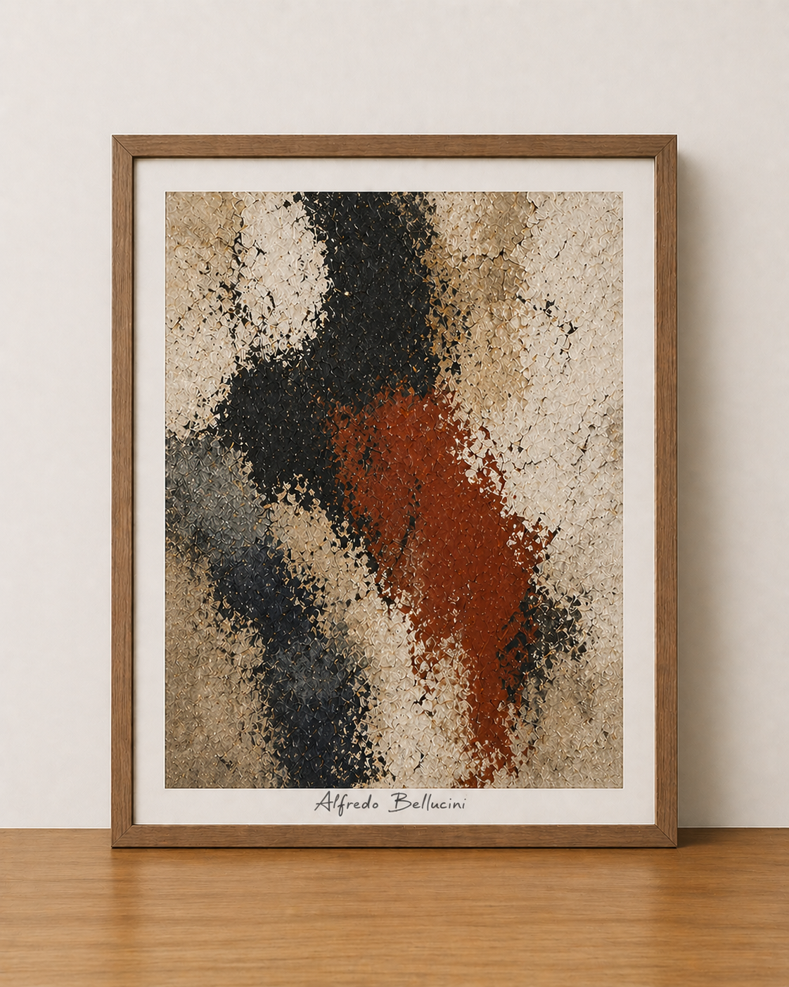Abstract texture on warm wood backdrop