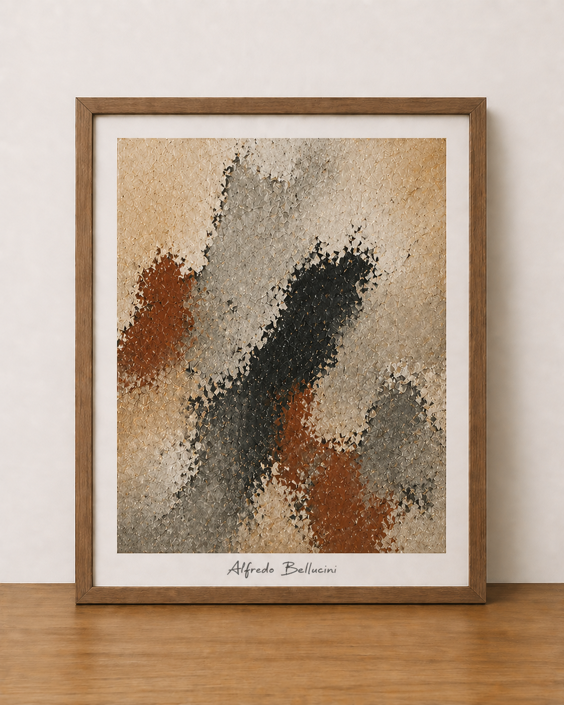 Abstract textures on a warm wood table