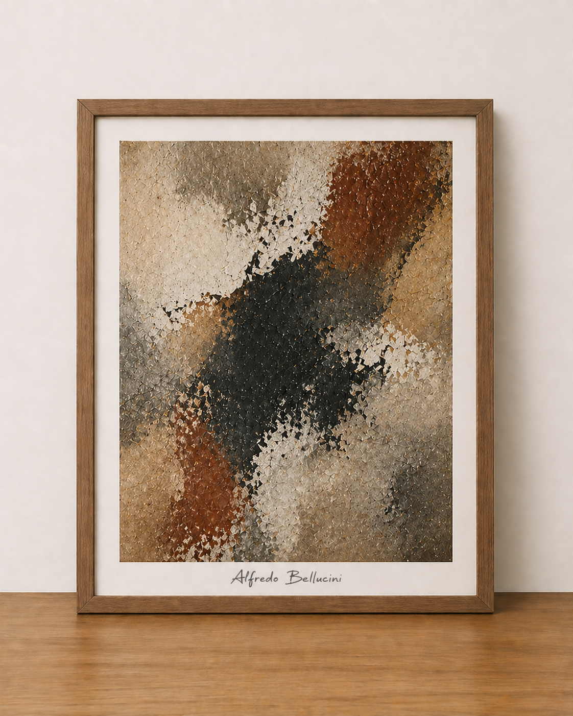 Abstract textures on wooden tabletop
